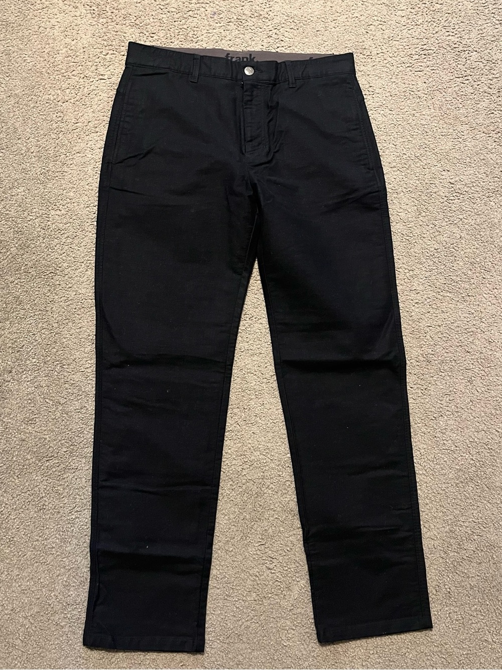 Frank & Oak Mens Black Straight-Leg Chino Pants